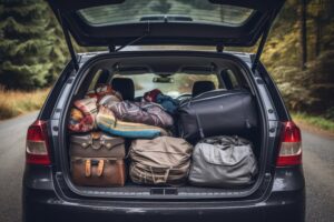 close up packed car traveling