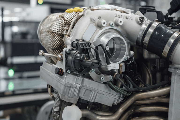 Porque é que os veículos de alto desempenho utilizam turbocompressores 4 Primer plano de un turbo compresor deportivo en motor de alto rendimiento.