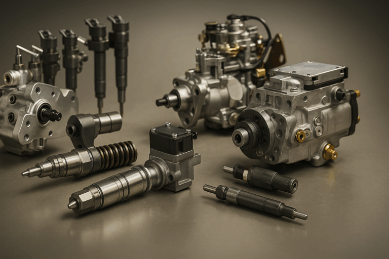 Cuándo y cómo cambiar la bomba de inyección diésel en tu vehículo 5 Bomba de inyección diésel sobre fondo blanco, vista en detalle.