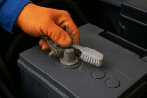 Limpieza bornes bateria coche