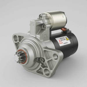 Motor de arranque de coche en detalle mecánico.