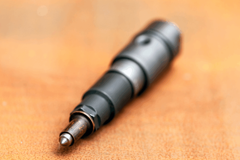 Inyector diésel atascado siendo extraído con herramientas especializadas.