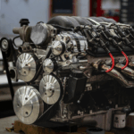 Mécanicien inspectant les joints du moteur pour détecter d’éventuelles fuites d’huile.