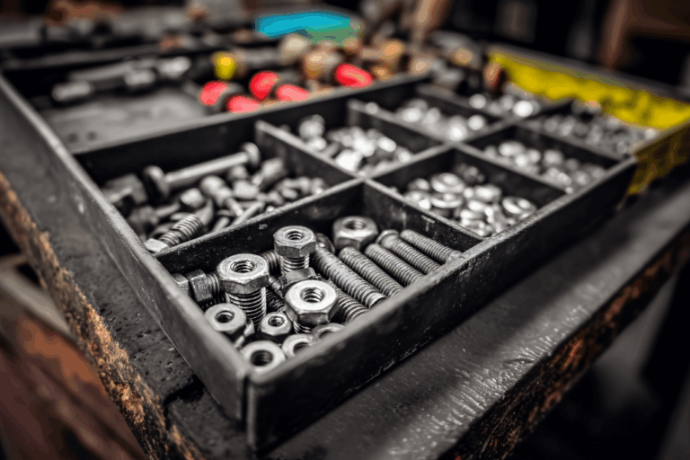 Gestão de Inventário para Oficinas: O Guia para Aumentar a Rentabilidade 10 Fotografia de uma oficina organizada com ferramentas e peças automóveis, representando uma gestão eficiente de inventário.