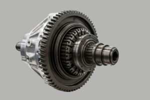 Diferencial autoblocante: Vantagens, funcionamento e aplicações 2 Diferencial autoblocante de veículo numa bancada de oficina, mostrando componentes e funcionamento.