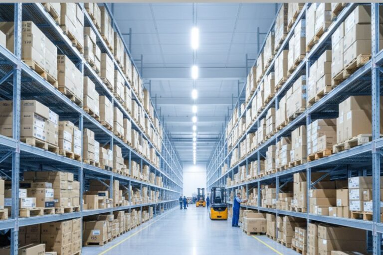 Stock Obsoleto: Estratégias para Converter Peças Paradas em Lucro 9 Estante de peças automóveis paradas numa oficina, simbolizando stock obsoleto à espera de ser convertido em lucro.