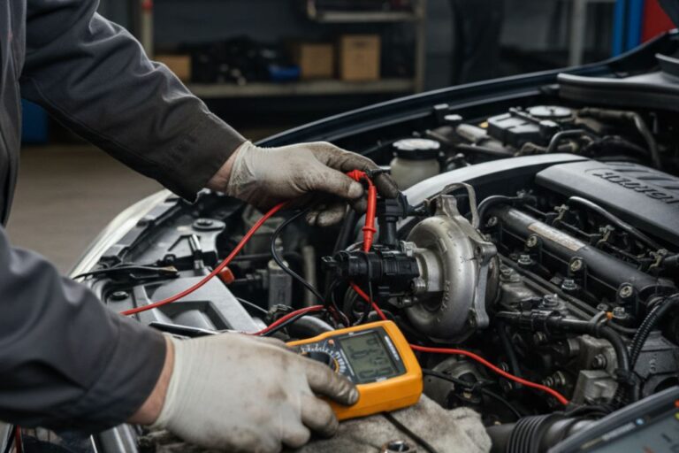 Diagnostic avancé du capteur de pression du turbocompresseur (MAP) 22 Technicien effectuant un diagnostic avancé sur le capteur de pression MAP d’un turbocompresseur.