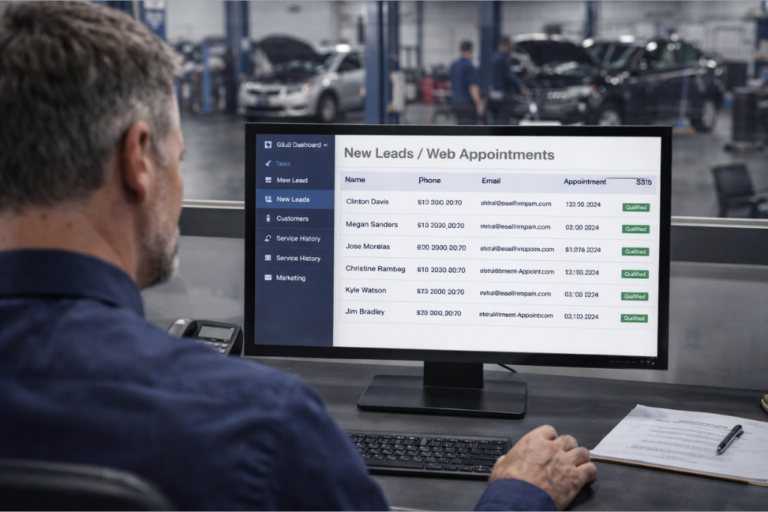 Funil de Marketing Digital para o Pós-Venda Automóvel: Geração de Leads Qualificados 25 Computador com gráficos e dados de marketing digital, mostrando geração de leads para o pós-venda automóvel.