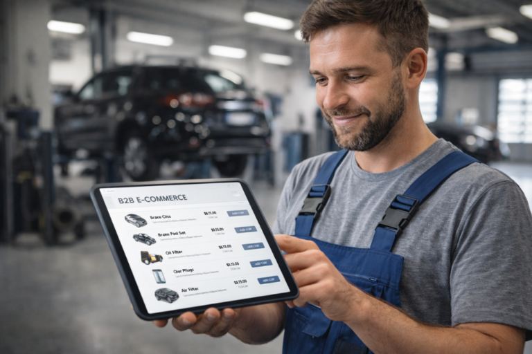 Interface de la plateforme B2B RecambioFácil pour l’achat de pièces détachées en atelier.