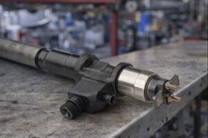 Technicien utilisant un nettoyant injecteur pour tester son efficacité sur un moteur.