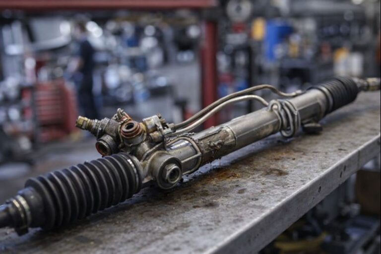 Crémaillère de direction : Remplacer ou réparer ? Le guide de décision 9 Technicien inspectant une crémaillère de direction pour décider de la réparer ou de la remplacer.