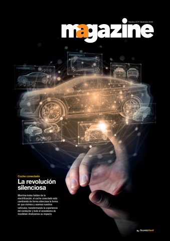 Portada de la revista de Recambiofacil sobre el coche conectado y su impacto en la movilidad.