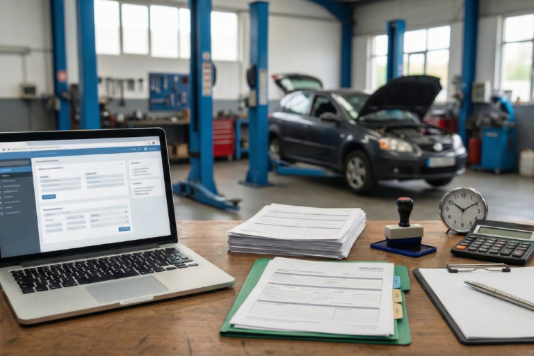 Guía Rápida: Altas, Bajas y Seguros Sociales en el Taller (Sistema RED) 9 Empleado del taller gestionando altas, bajas y seguros sociales a través del Sistema RED en un ordenador.