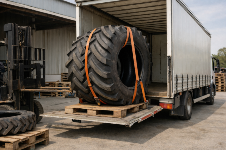 Recolha de pneus agrícolas de grande dimensão