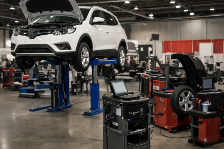 Equipamento de oficina em demonstração técnica profissional