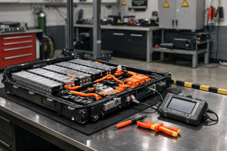 Contrôle des batteries VE en atelier spécialisé