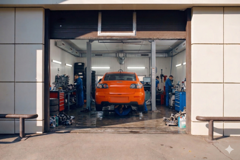 Diseñador o profesional trabajando en la creación de un logotipo para una empresa de recambios o un taller en un entorno digital.