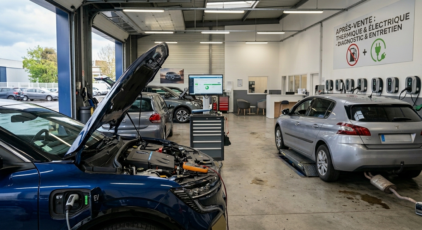 Connecteur charge VE haute tension atelier automobile