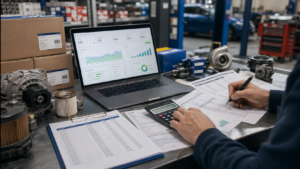 Gestor B2B a analisar estrutura de custos e pricing de peças automóveis